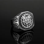 Vintage Viking Rings for Men Stainless Steel Nordic Warrior Shield Viking Rune Ring Fashion Amulet Jewelry Gift