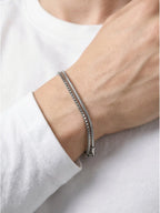 Silver Box Chain Bracelet Set — Stainless Steel
