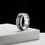 My Shape Vintage Fire Flame Totem Vine Cross Rings for Men Black Paint Punk Stainless Steel Finger Rings Male Jewelry