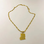 Ghana Map Pendant Necklace Laser Carved African Style — Gold-Tone