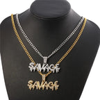 Iced Out Letter Pendant Necklace — Tennis Chain