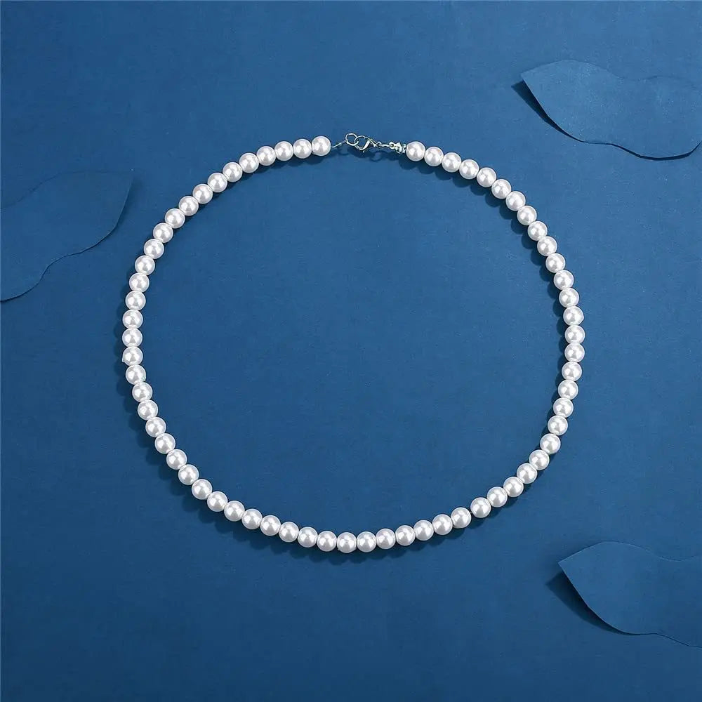 Rock Imitation Pearl Necklace For Men Hip Hop Pearl Bead Chain Men Necklace Women Choker Fashion Party Jewelry Gift