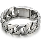 Matte Polished Gold Color Stainless Steel Men's Bracelet for Man 20MM Curb Link Chain Wrist On Hand Bands Jewelry