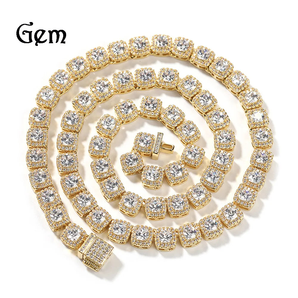 24K Gold Iced Out Rock Candy Necklace 7mm