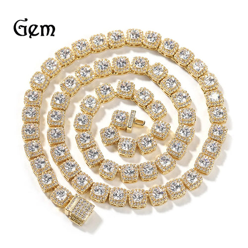 24K Gold Iced Out Rock Candy Necklace 7mm
