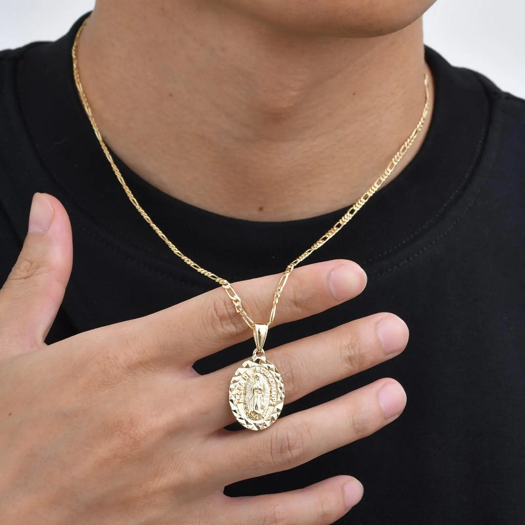 Virgin Mary Figaro Chain Pendant — SS