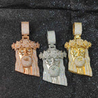 Rose Gold Jesus Cuban Pendant Necklace Iced Out