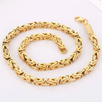 6MM Link Chain Bracelet Necklace Set for Man Waterproof Gold Color 50CM Long Stainless Steel Men's Necklace & Bracelets