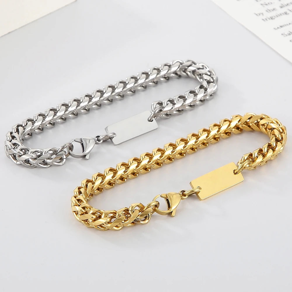 6MM Link Chain Bracelet Necklace Set for Man Luxury Gold Color Stainless Steel Jewelry Men's Necklace & Bracelets