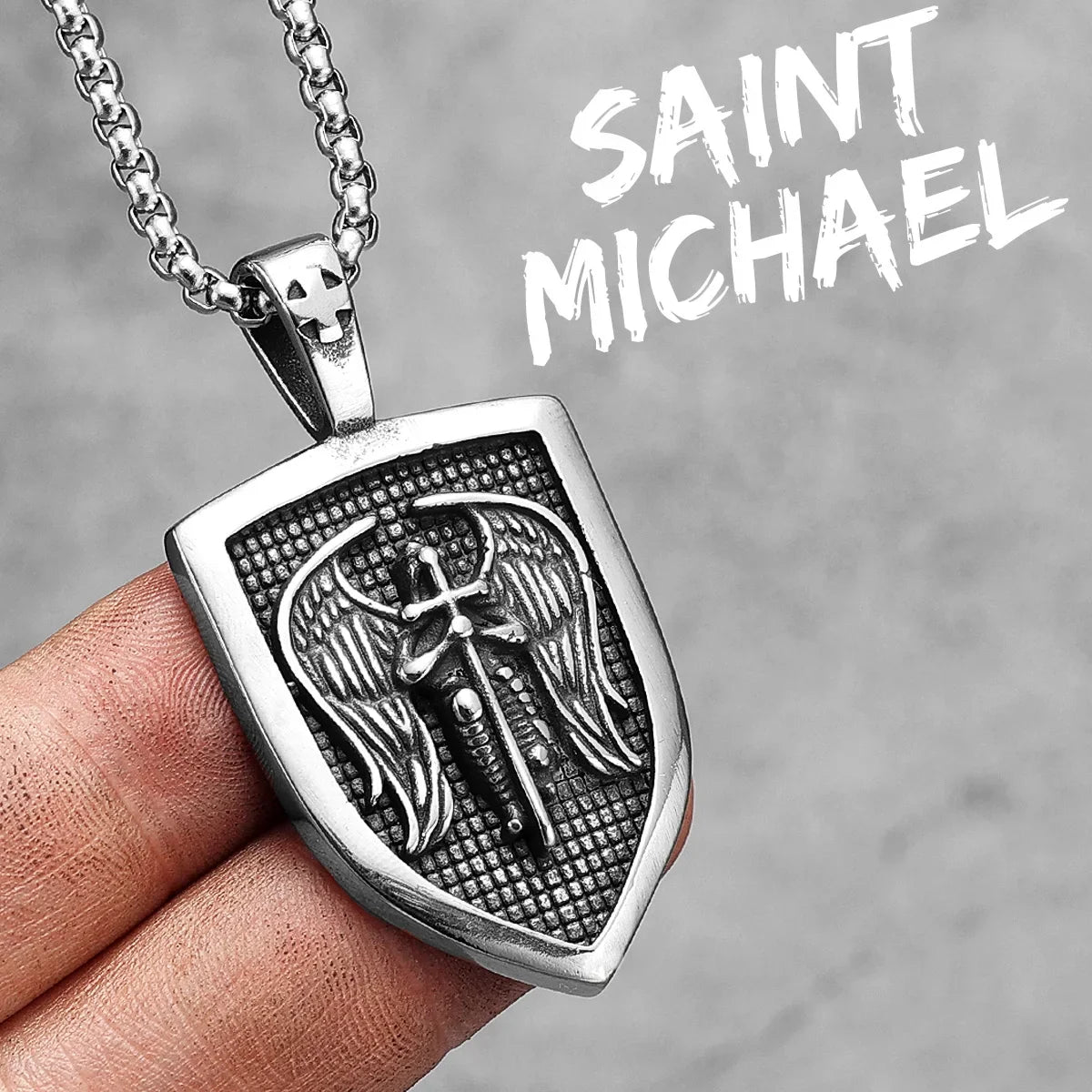 Arch Angel St.Michael Cross Wing Stainless Steel Men Necklaces Pendant Chain Amulet For Women Fashion Jewelry Gift