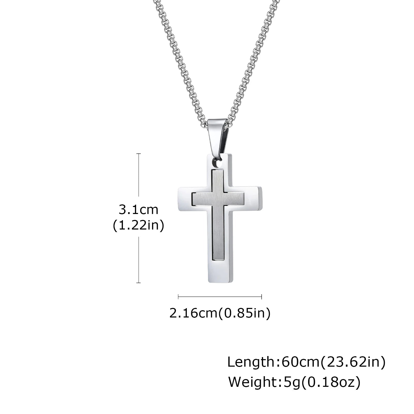 Cross Pendant Necklace — Stainless Steel