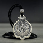 Guanyin Buddha Rope Pendant Necklace — Black