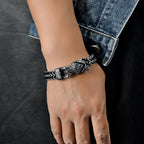 Nordic Viking Jewelry Punk Wolf Dog Snake Eagle Head With Double Mesh Link Chain Man Bracelet for Mn 19/21/23CM Long