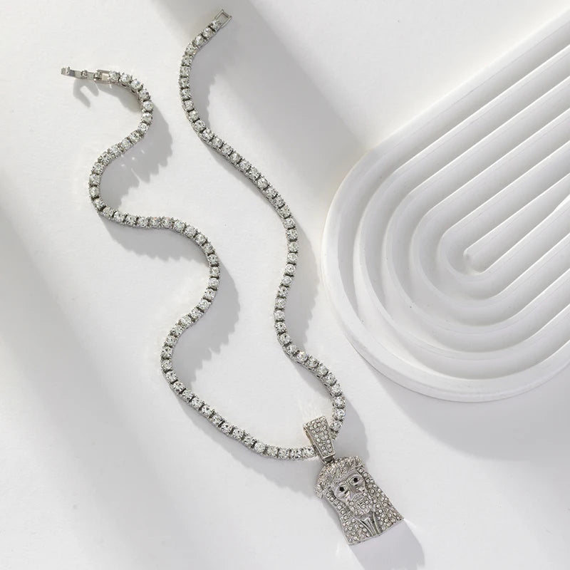 Iced Out Jesus Tennis Chain Necklace 4mm