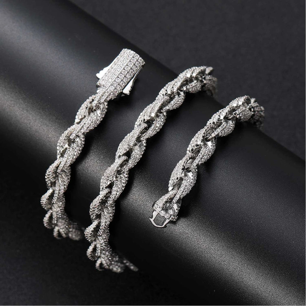 Aokaishen 8mm Stainless Steel Rope Chain for Men PVD Plated Rock Street Hip Hop Jewelry