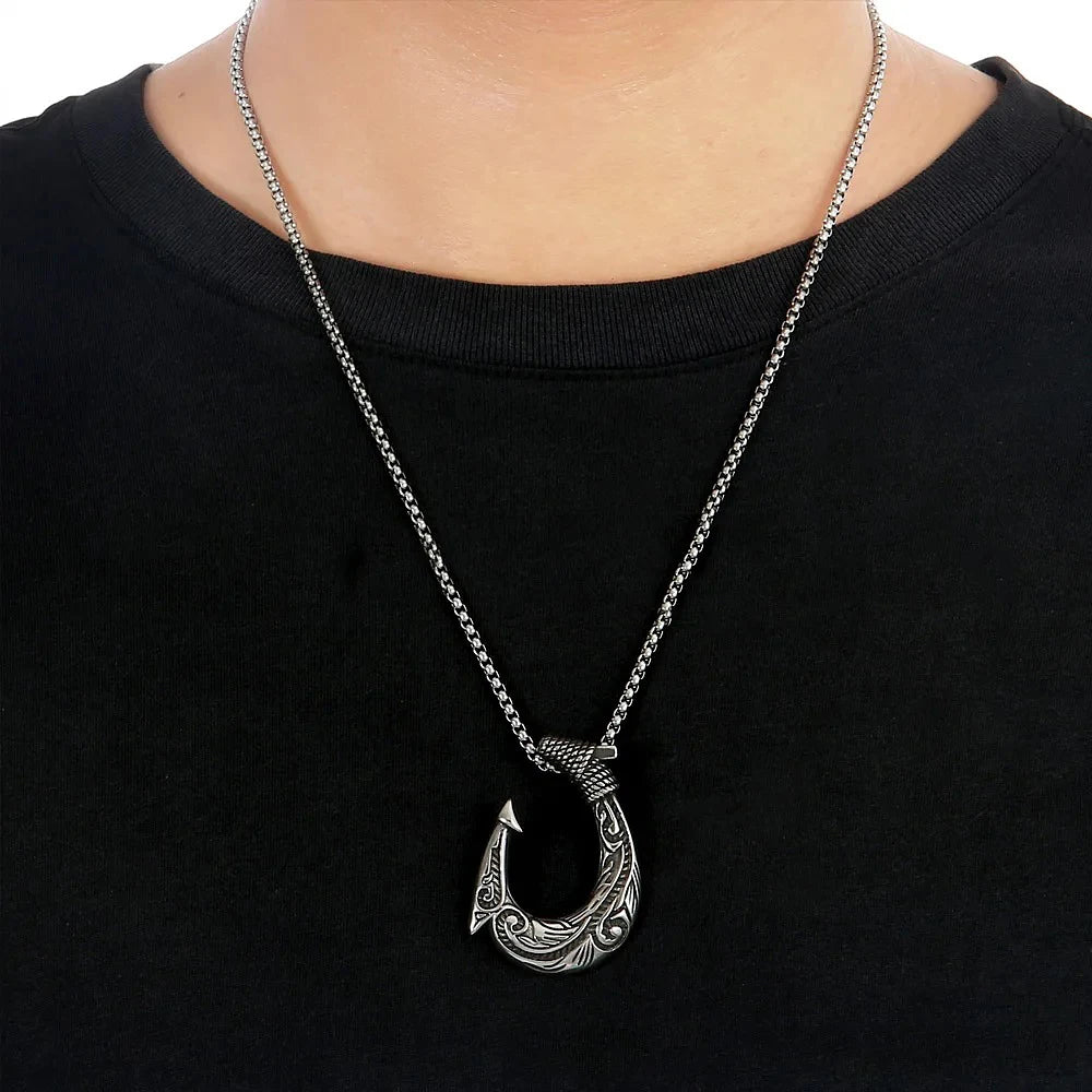 Celtic Fish Hook Pendant — Stainless Steel