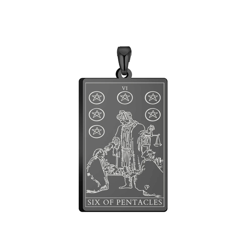 Dawapara Pentacles Tarot Card Pendant for Necklace Stainless Steel Golden Black Jewelry Accessories Charms Pendants