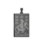 Dawapara Pentacles Tarot Card Pendant for Necklace Stainless Steel Golden Black Jewelry Accessories Charms Pendants