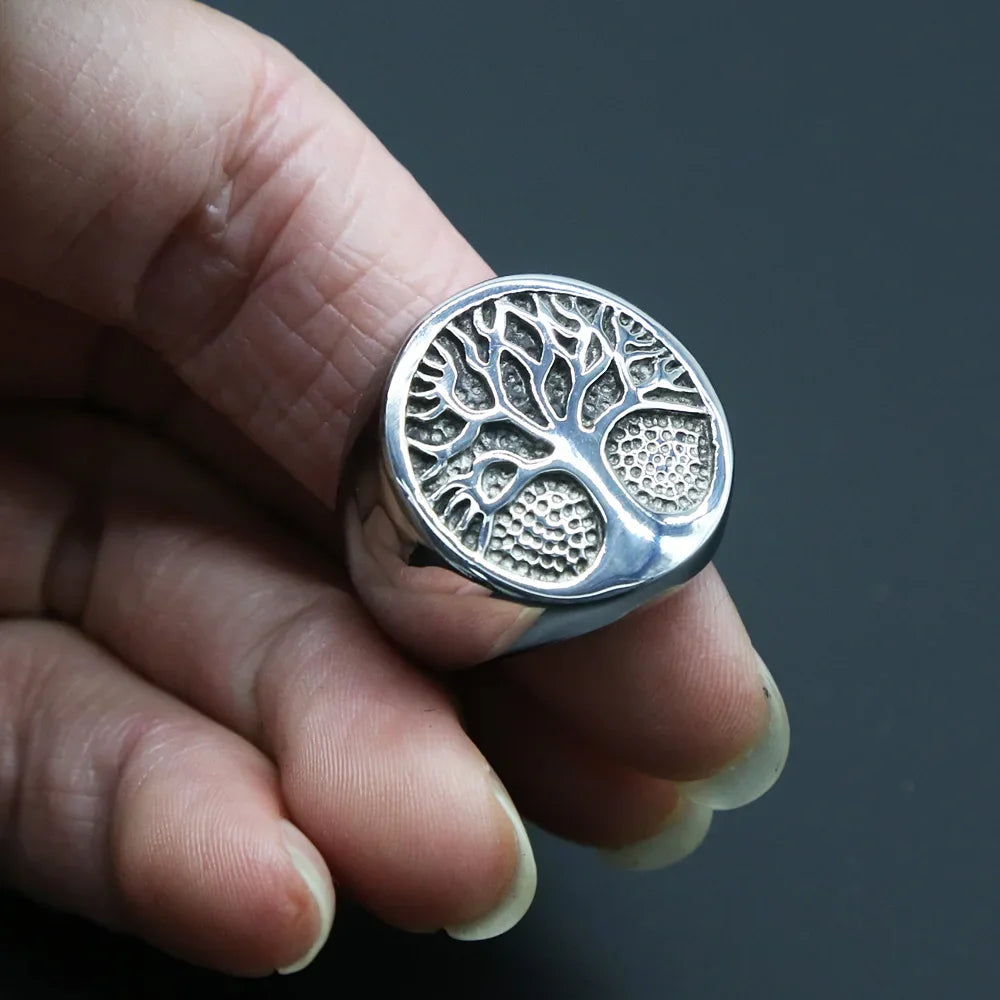 Viking Tree of Life Amulet Ring for Men — Stainless Steel