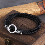 Nordic viking rune with Open Round Clasp pendant necklace stainless steel chain with wood box