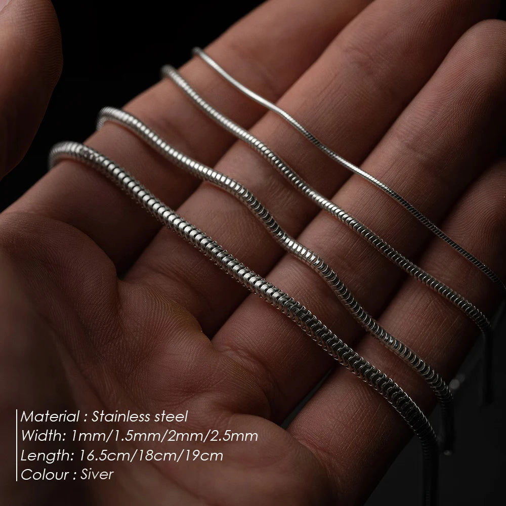 eManco Hot Sale Silver Color Stainless Steel Snake Chain Bracelet Fashion Jewelry For Men Women Minimalist Gifts