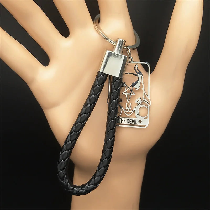 Star Key Steel Pendant Goth Goat Sheep Head Pentacle