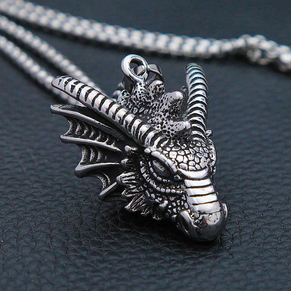 Viking Dragon Biker Pendant — Stainless