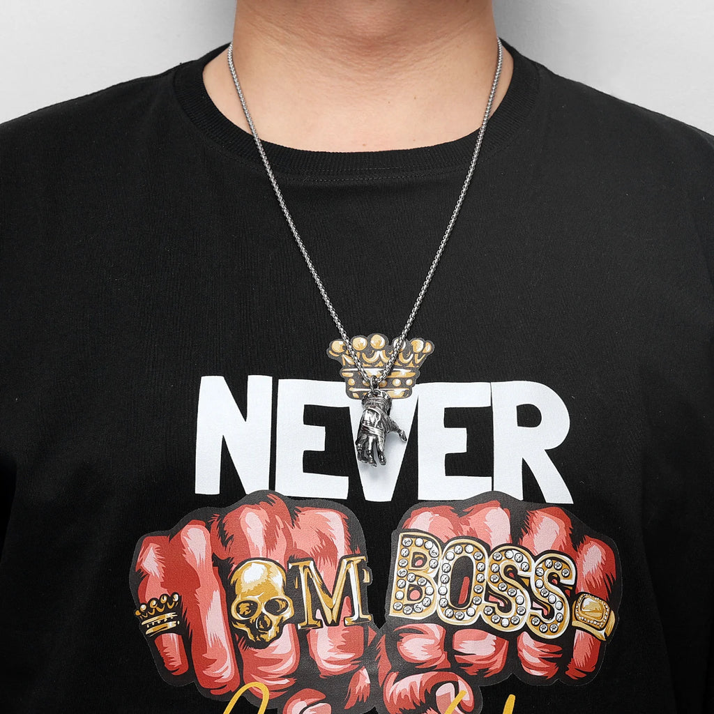 Devil Hand Skull Pendant Necklace — Stainless Steel