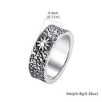 Fashion Retro Moon Sun Ring for Men, 8mm Chunky Stainless Steel Ring, Punk Personality Finger Jewelry Size 7 8 9 10 11