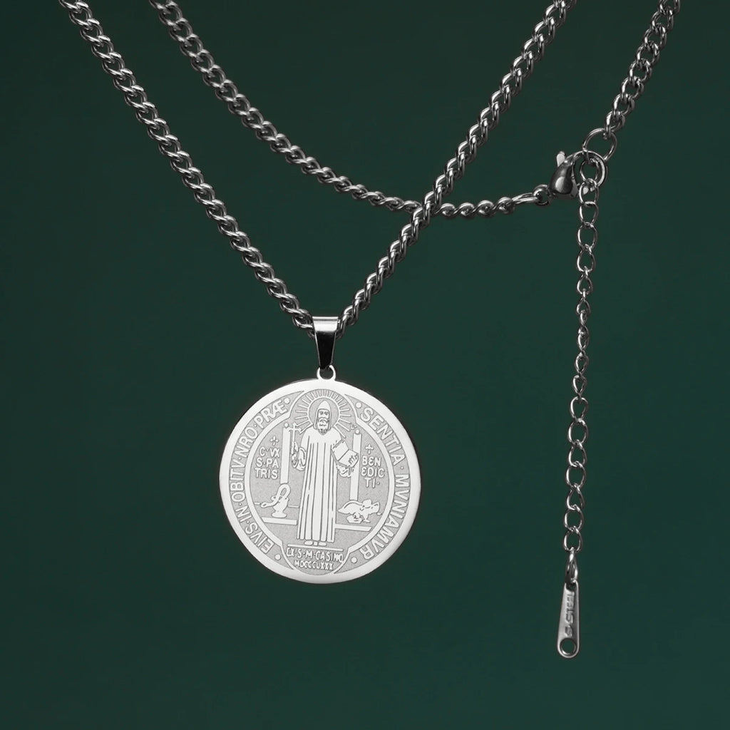 Saint Benedict Pendant Necklace — Stainless Steel