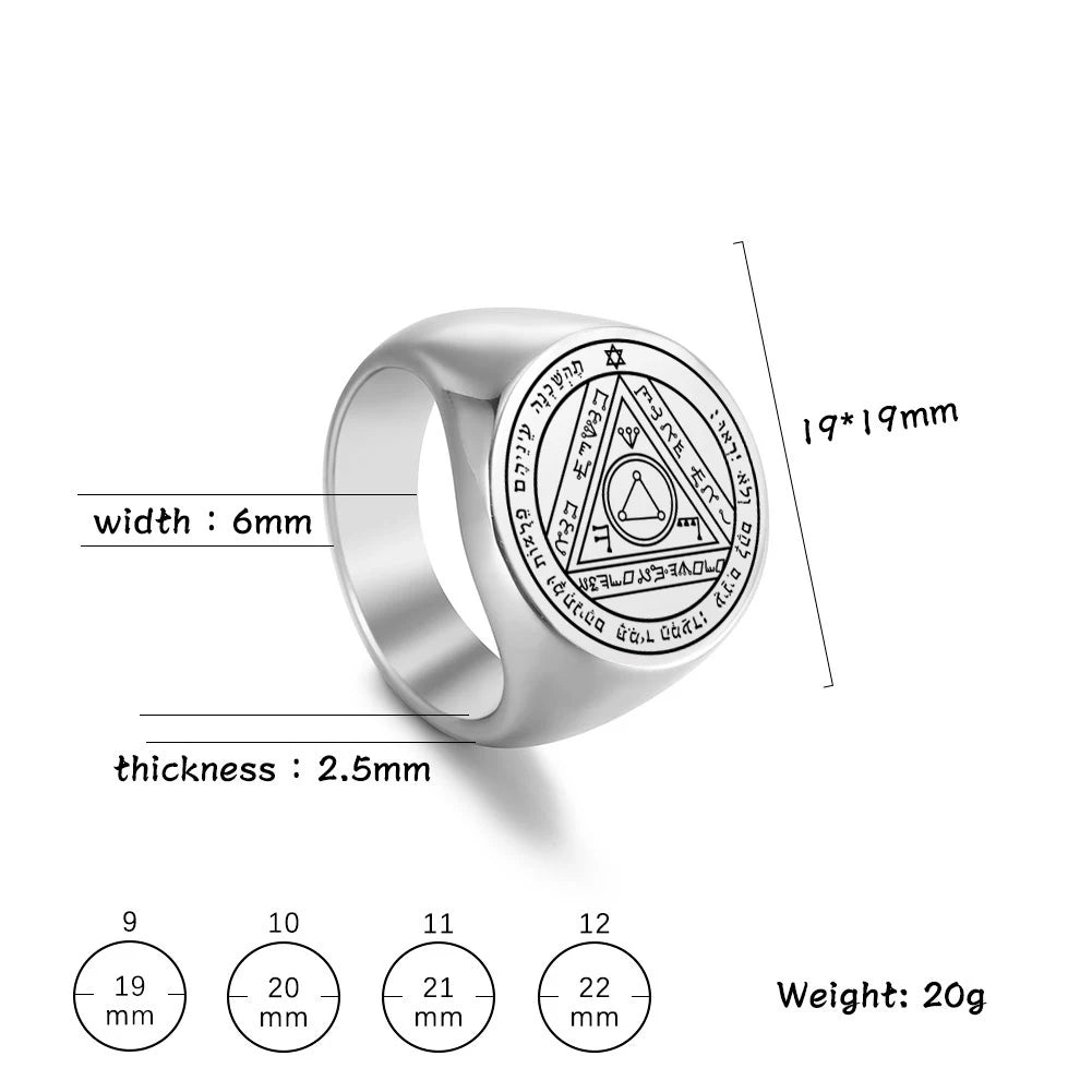 First Pentacle Key of Solomon Ring — Stainless Steel