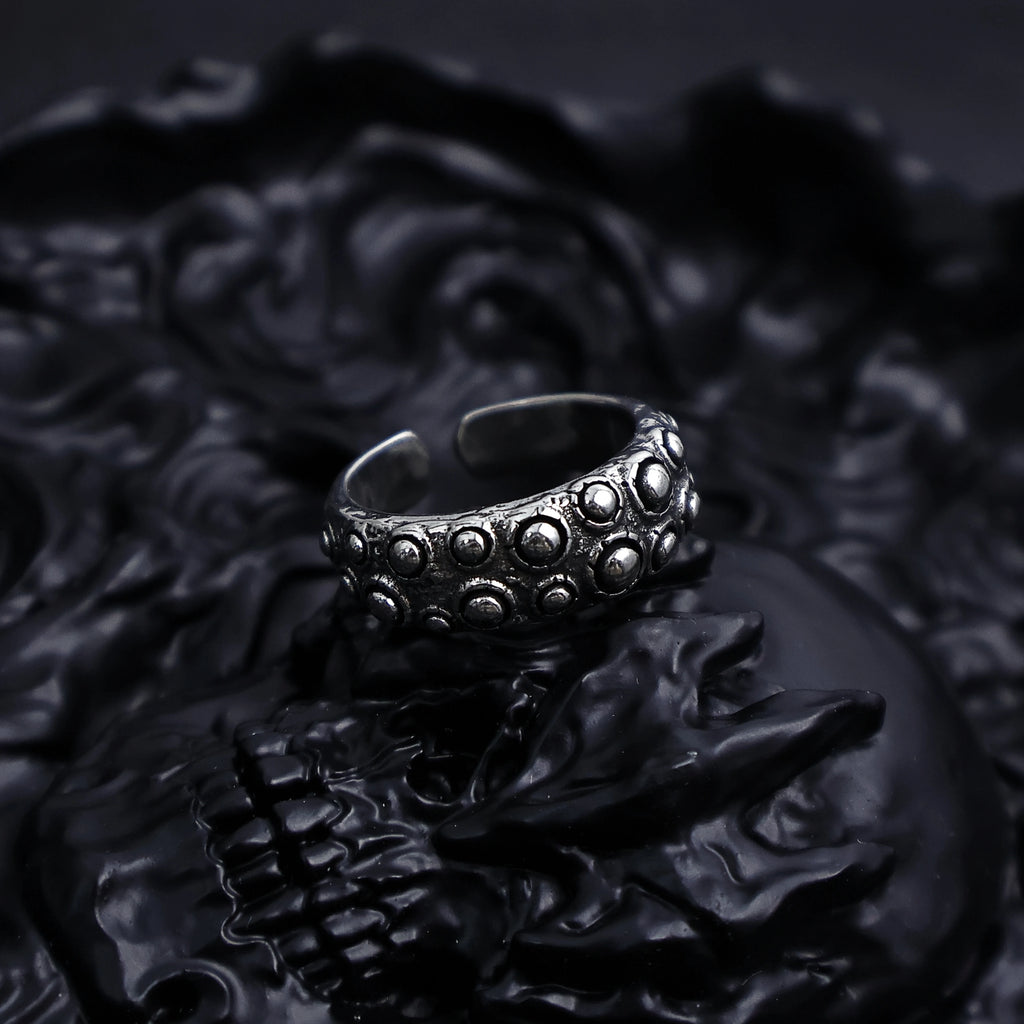 Cthulhu Tentacle Open Ring for Men — Gothic Silver-Tone Band