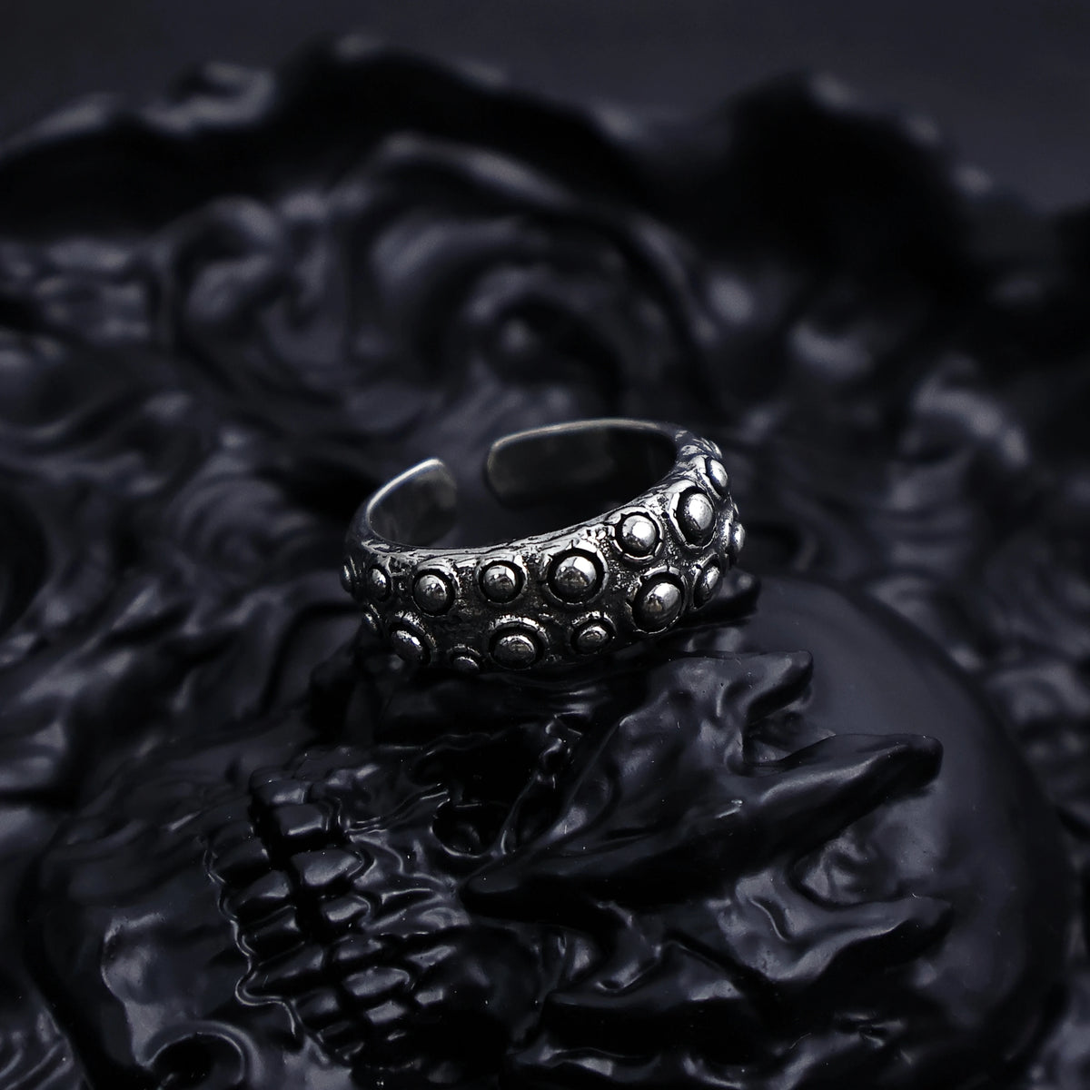 Cthulhu Tentacle Open Ring for Men — Gothic Silver-Tone Band