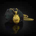 Crown Lion Head Pendant Necklace — Stainless Steel