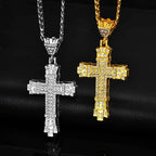 Iced Out Cross Cuban Pendant — Stainless