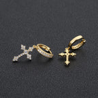 Iced Out Cross Lightning Stud Earrings