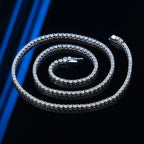 Luxury Solid Platinum PT950 Women's 2mm Mosane Diamond Necklace Single Row Diamond Clavicle Chain