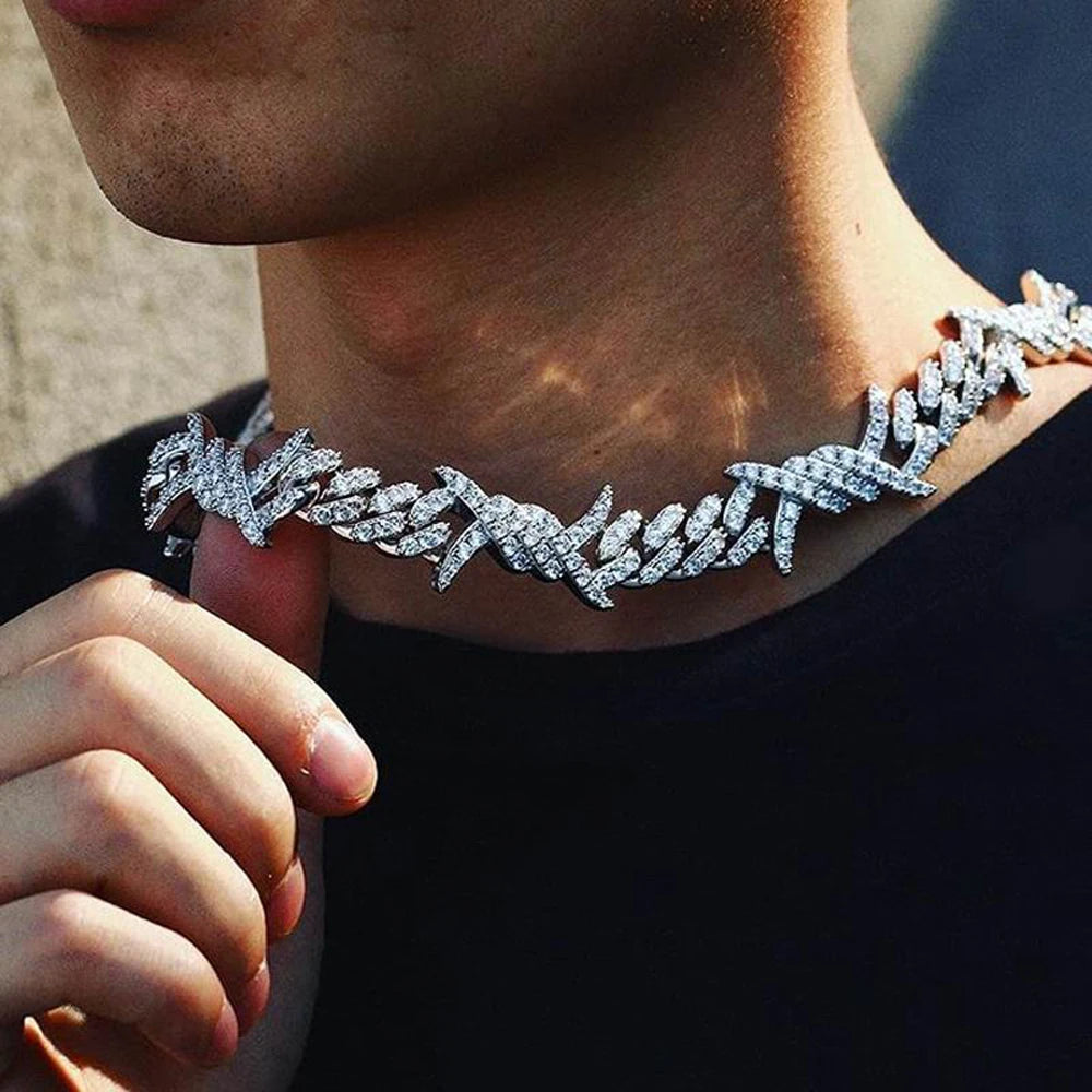Iced Out Bling Miami Cuban Chain Necklace Gold Silver Color CZ Cubic Zirconia Link Men Women Hip Hop Jewelry