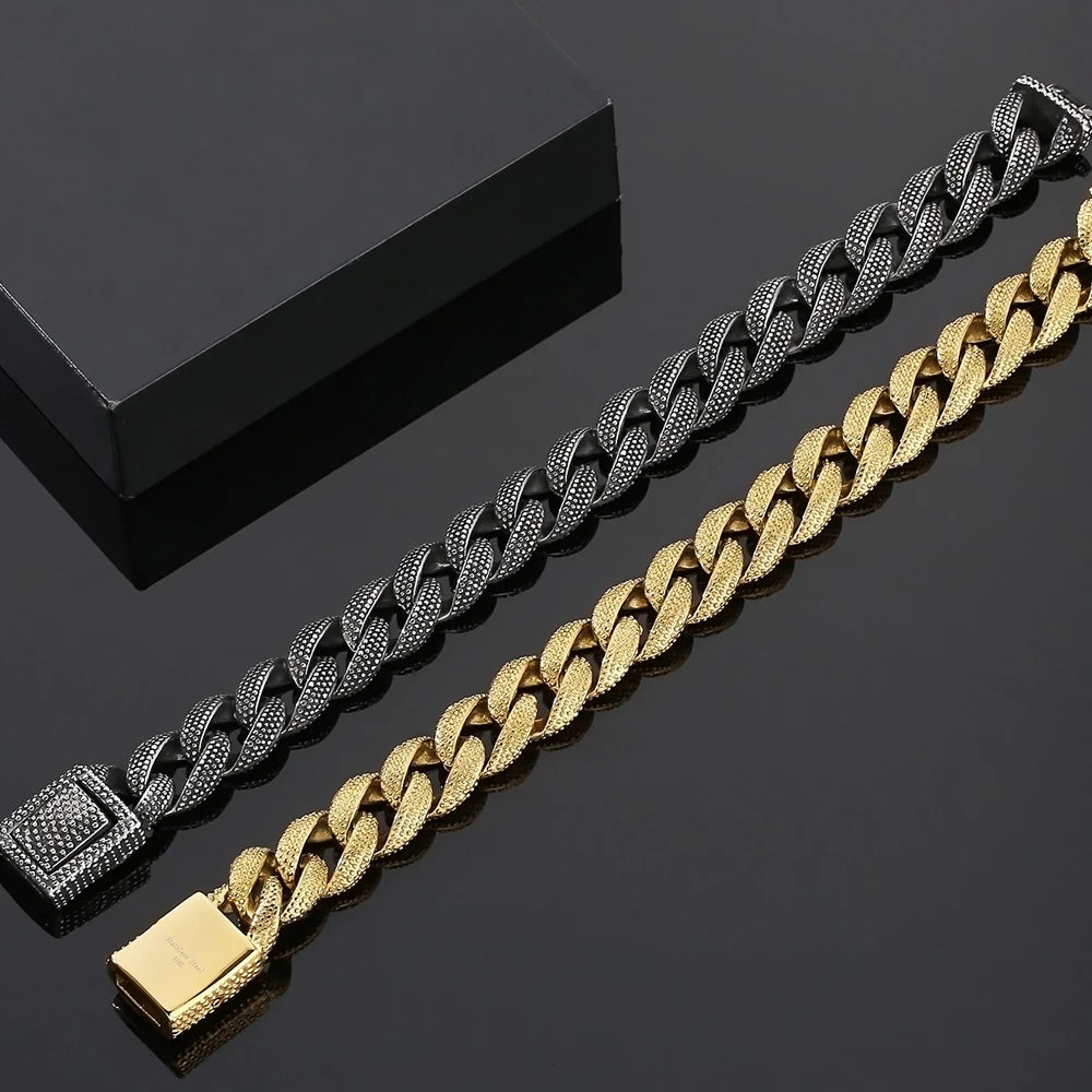 Retro 10MM Width Curb Cuban Link Chain Bracelet for Men Solid 316L Stainless Steel Casting Bracelets & Bangles Boys
