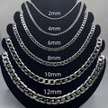 Men's 925 Sterling Silver Necklace 2/4/6/8/10/12MM 40-75cm Face Chain Necklace Lobster Clasp Men Women Engagement