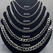 Silver-Tone Face Chain Necklace 8-12MM 40-75cm