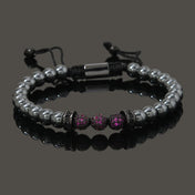 Luxury Natural Hematite Stone Beads CZ Ball Charms Man Bracelet For Women Hand Jewelry Gift For Boy