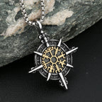 Viking Vegvisir Compass Pendant — Stainless