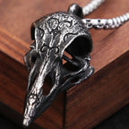 Gothic Crow Skull Pendant Necklace