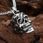 Skull Snake Pendant Necklace — Stainless Steel