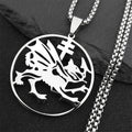 Dragon Order Pendant Silver Necklace — Stainless Steel