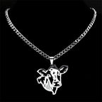 Cow Head Hollow Pendant — Silver Stainless