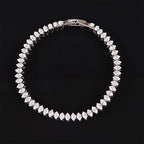 2022 New 18cm Marquise Oval Square Cut Luxury Silver Color on Hand Tennis Bracelet Bangle for Women Party Gift Jewelry