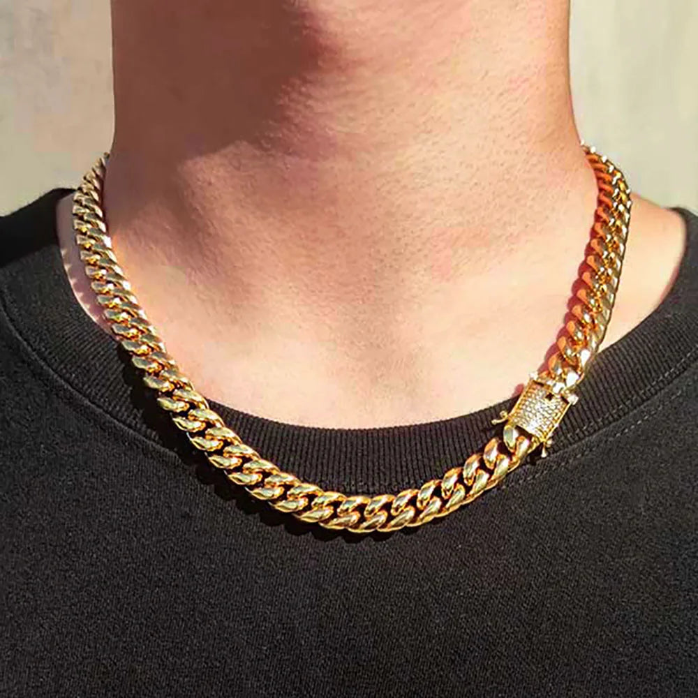 Iced Out Cuban Chain Necklace Stainless Steel 6-16MM