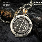 Yes No Decision Flip Coin Pendant Necklace — Retro, 60cm Chain